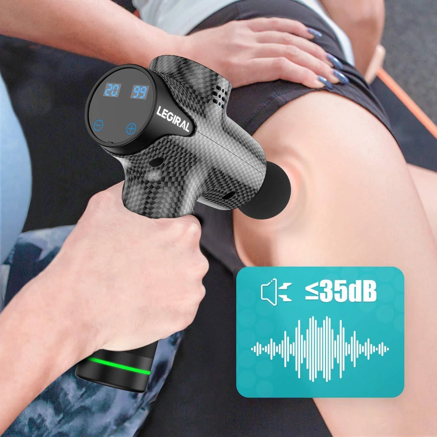 Legiral LE3 Deep Tissue Percussion Massage Gun - Powerful Quiet Motor with 20 Speeds and 6 Attachments for Muscle Recovery and Pain Relief
