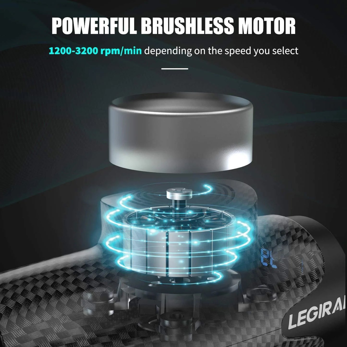 Legiral LE3 Deep Tissue Percussion Massage Gun - Powerful Quiet Motor with 20 Speeds and 6 Attachments for Muscle Recovery and Pain Relief